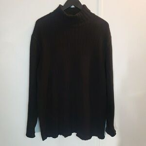 Old Navy Men XL Heavy Weight Ribbed Knit Sweater Black Cotton Fisherman Nautical